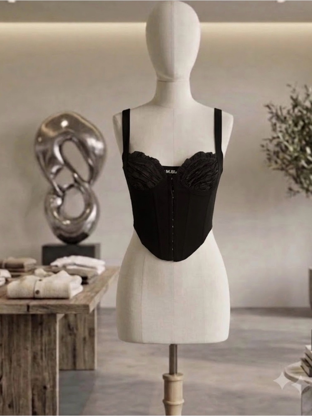I.AM.GIA Black Sculpting Corset Bustier Top